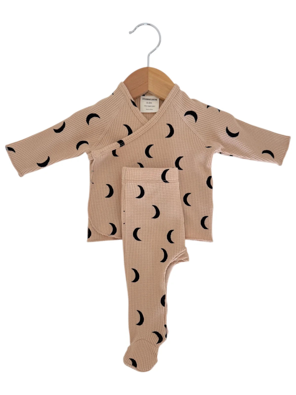 Organic Waffle Kimono & Pant Set | Tan Black Moon