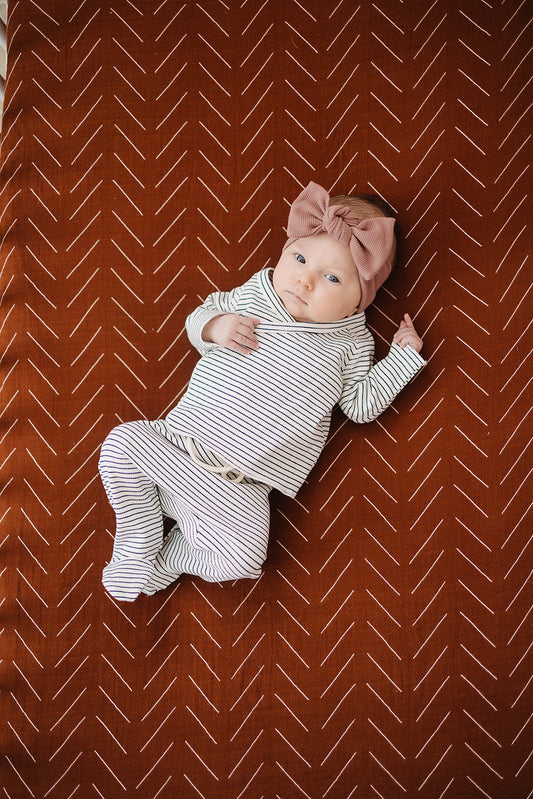 Rust Mudcloth Crib Sheet