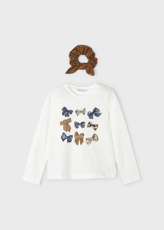 Long Sleeve T-Shirt & Scrunchie | Brown