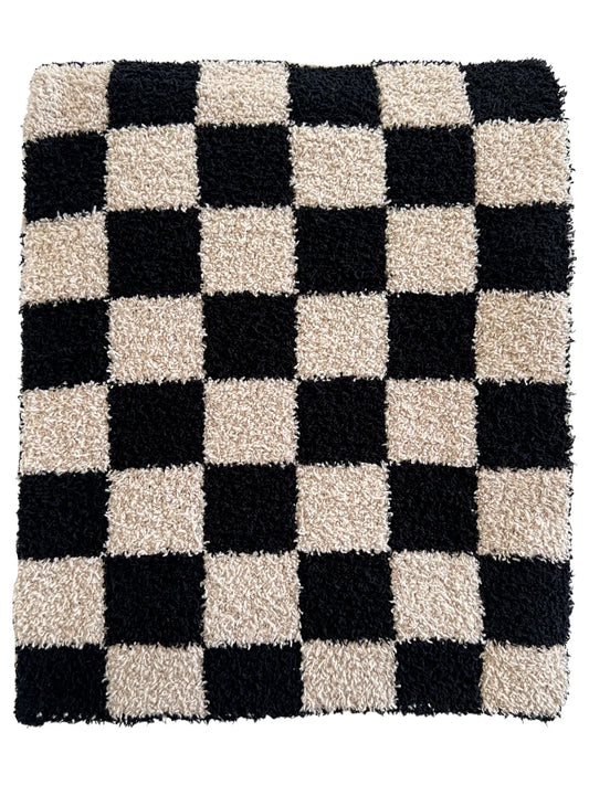 Phufy® Bliss Checkerboard Mini Blanket | Black-Cocoa