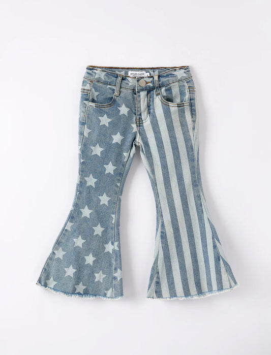 4th of July Patriotic Star Stripe Flare Jeans