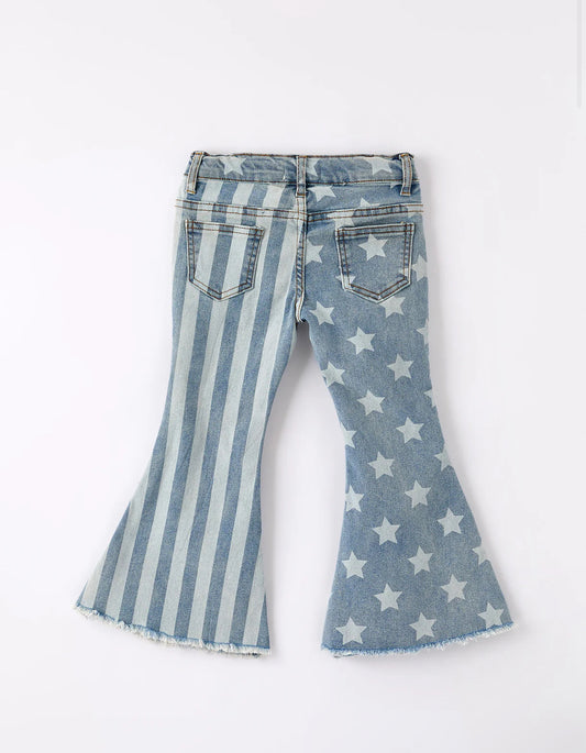 4th of July Patriotic Star Stripe Flare Jeans