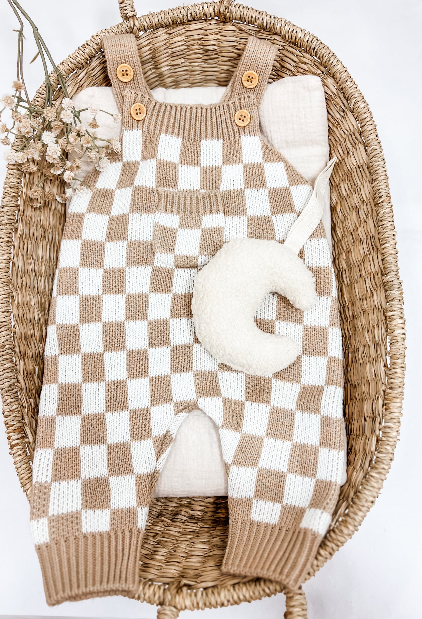 Knit Checkered Overalls