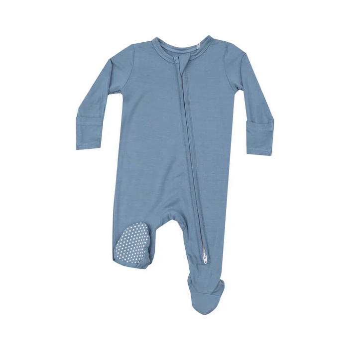 2 Way Zipper Footie | Faded Denim