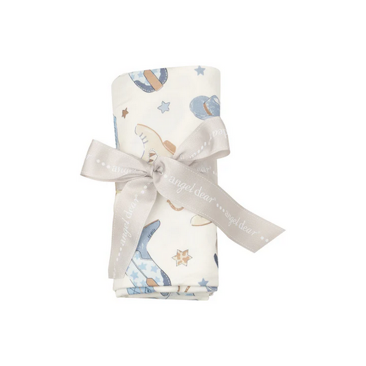 Swaddle Blanket - CowBoy Boots Blue - 45X45