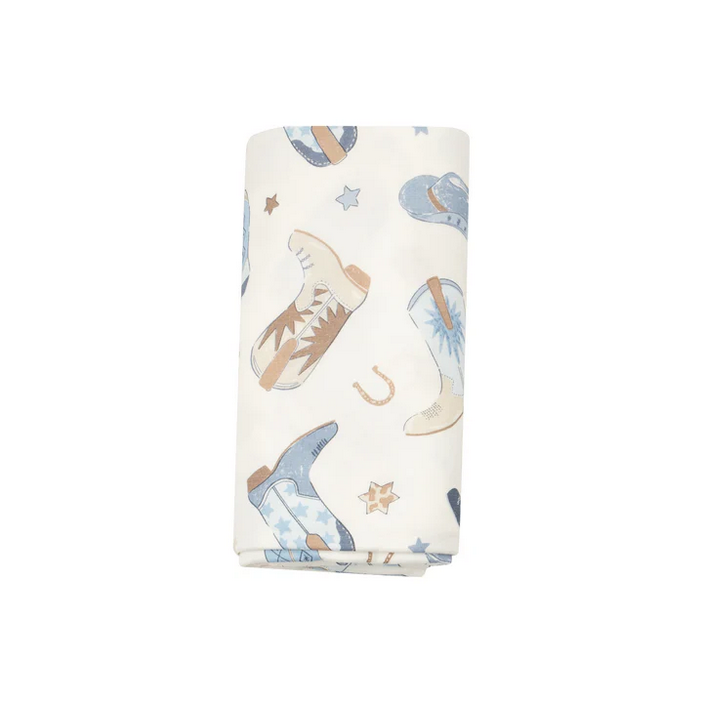 Swaddle Blanket - CowBoy Boots Blue - 45X45
