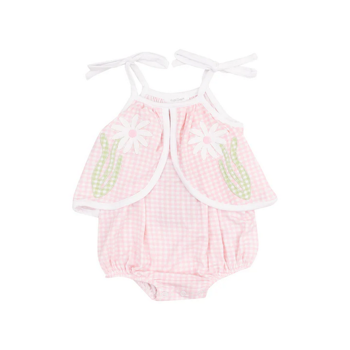 Swing Front Sunsuit with Applique | Mini Gingham Pink