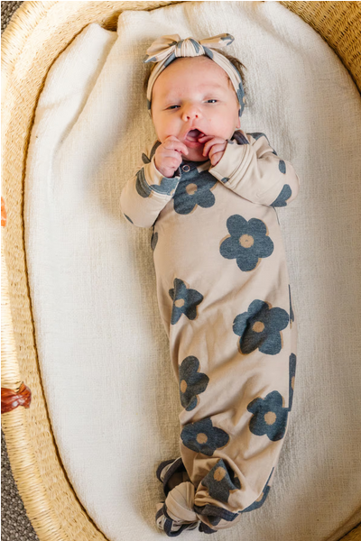 Newborn Knotted Gown | Gemma/Tan