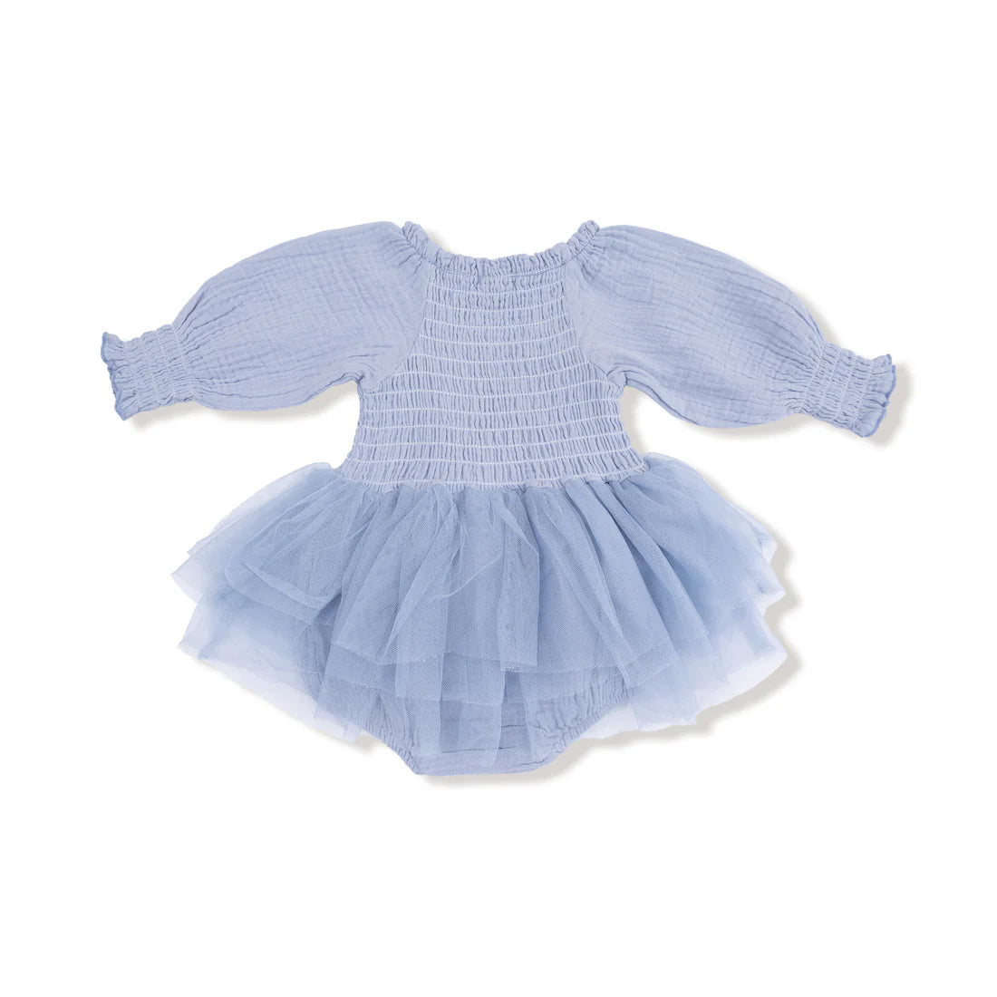 Long Sleeve Smocked Bubble w/Tutu | Chambray