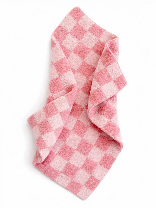 Phufy® Bliss Checkerboard Mini Blanket | Strawberry Carnation