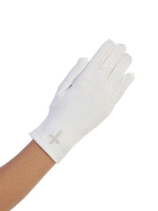 Satin Pearl Cross Gloves