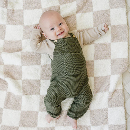 Knit Pocket Overalls | Olive
