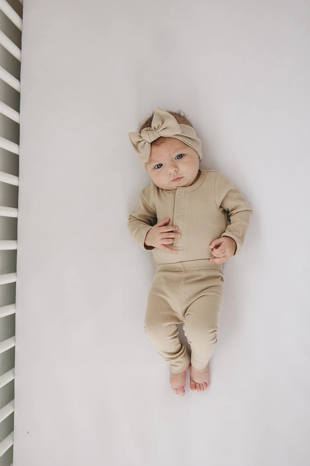 Oatmeal Organic Cotton Ribbed Snap Bodysuit