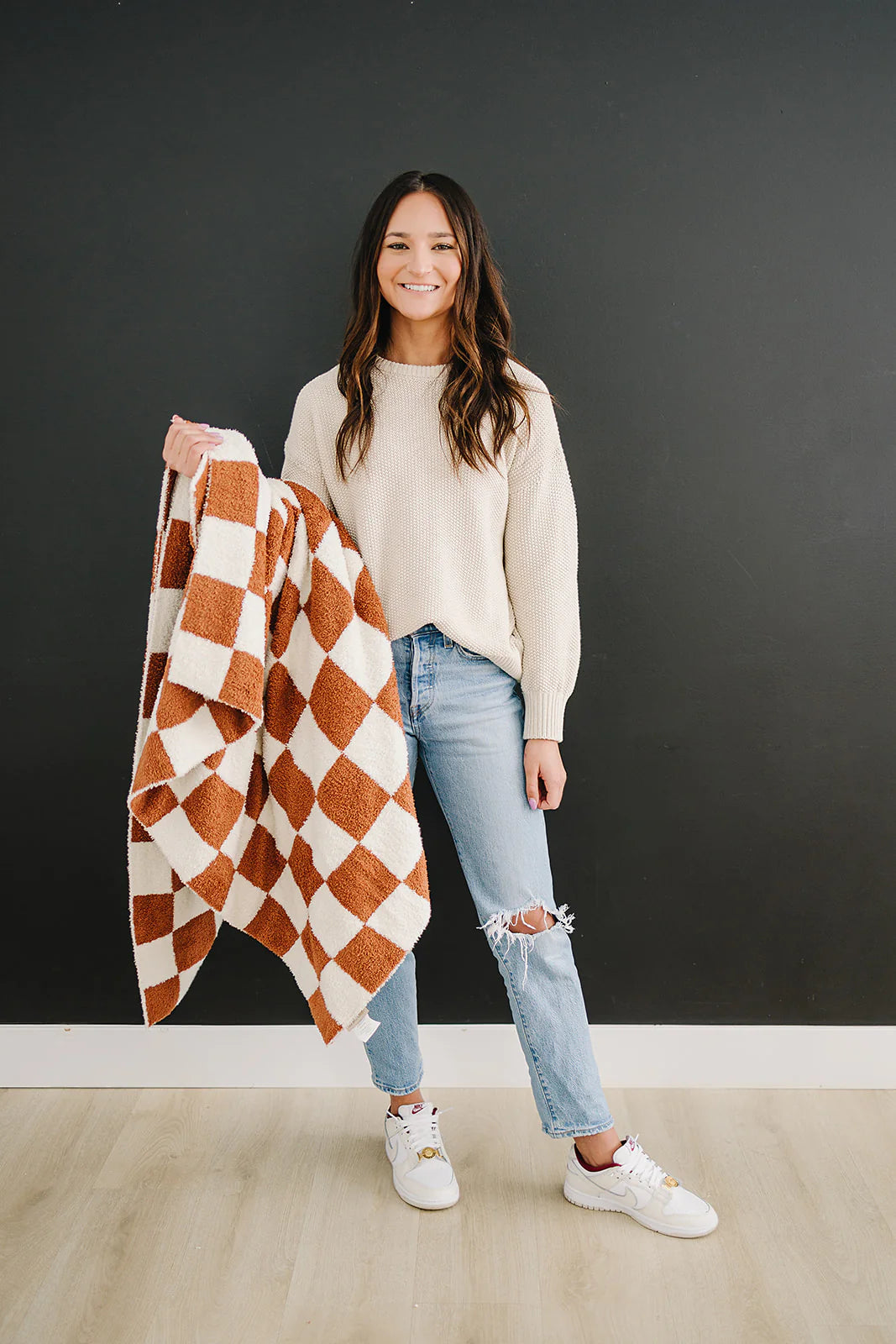 Rust Checkered Plush Blanket | Lovey