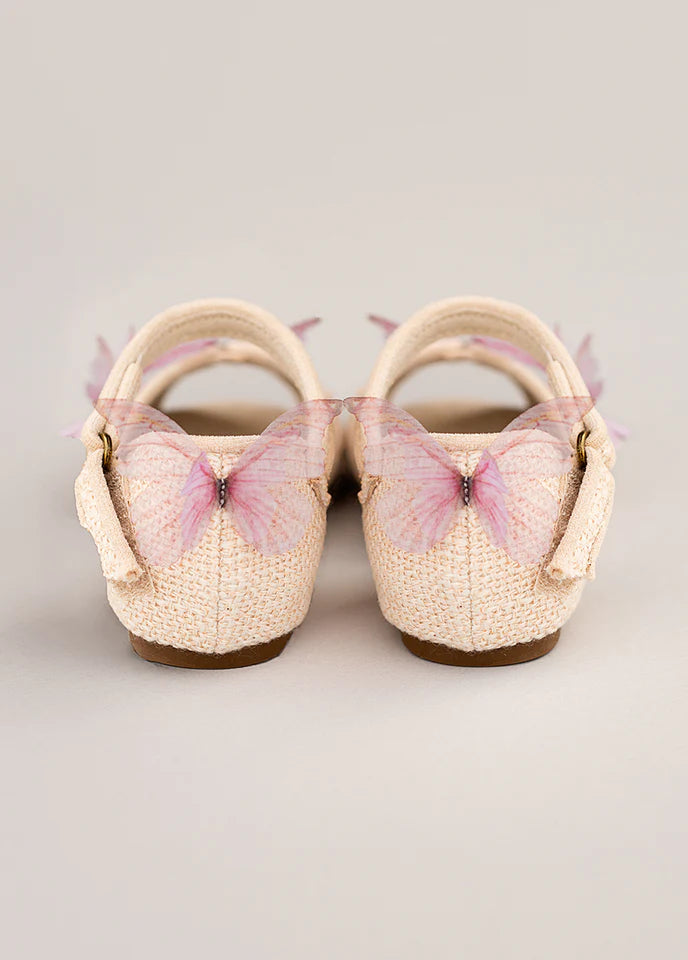 Mercedes Peep Toe Flats | Cream