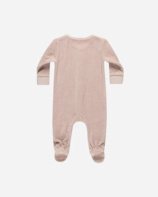 Velour Hidden Snap Footie | Blush
