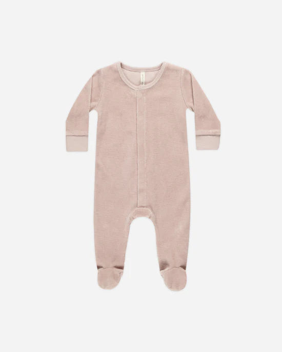 Velour Hidden Snap Footie | Blush