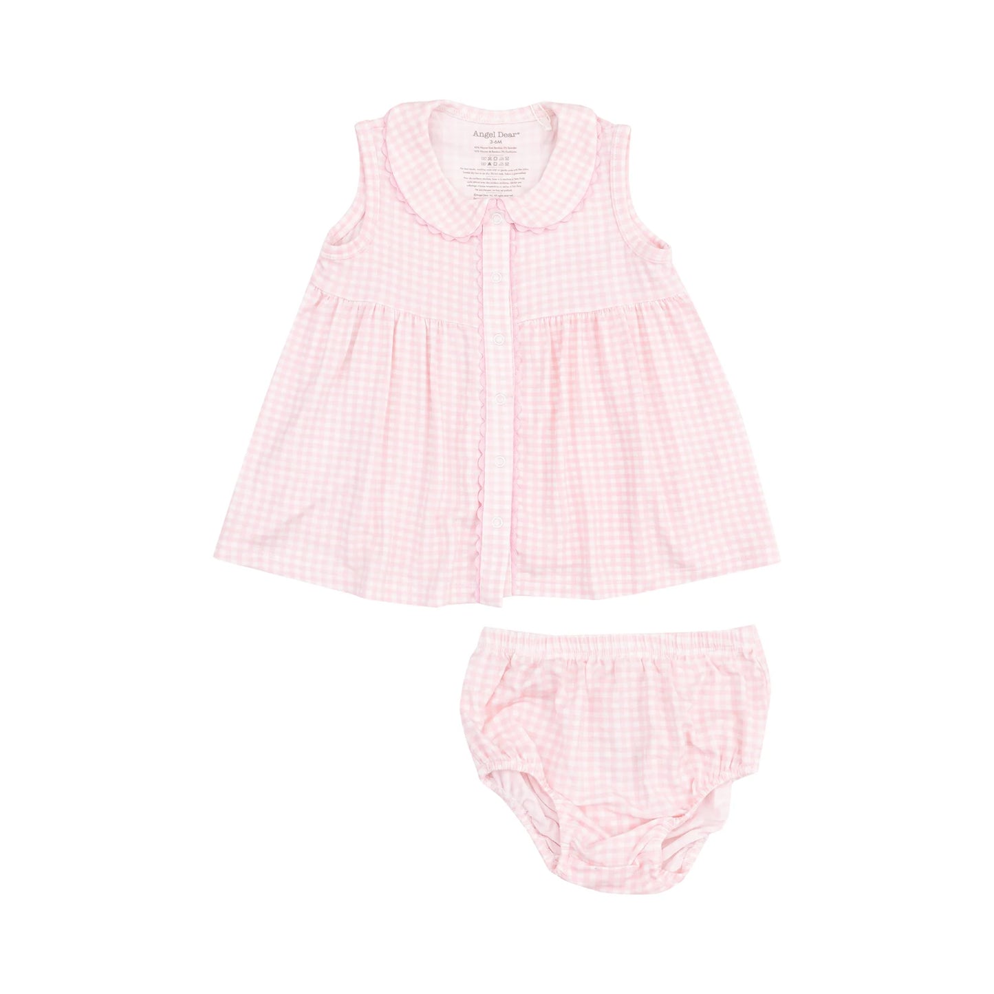 The Jill Peter Pan Button Front Dress with Ric Rac Trim Mini Gingham Pink