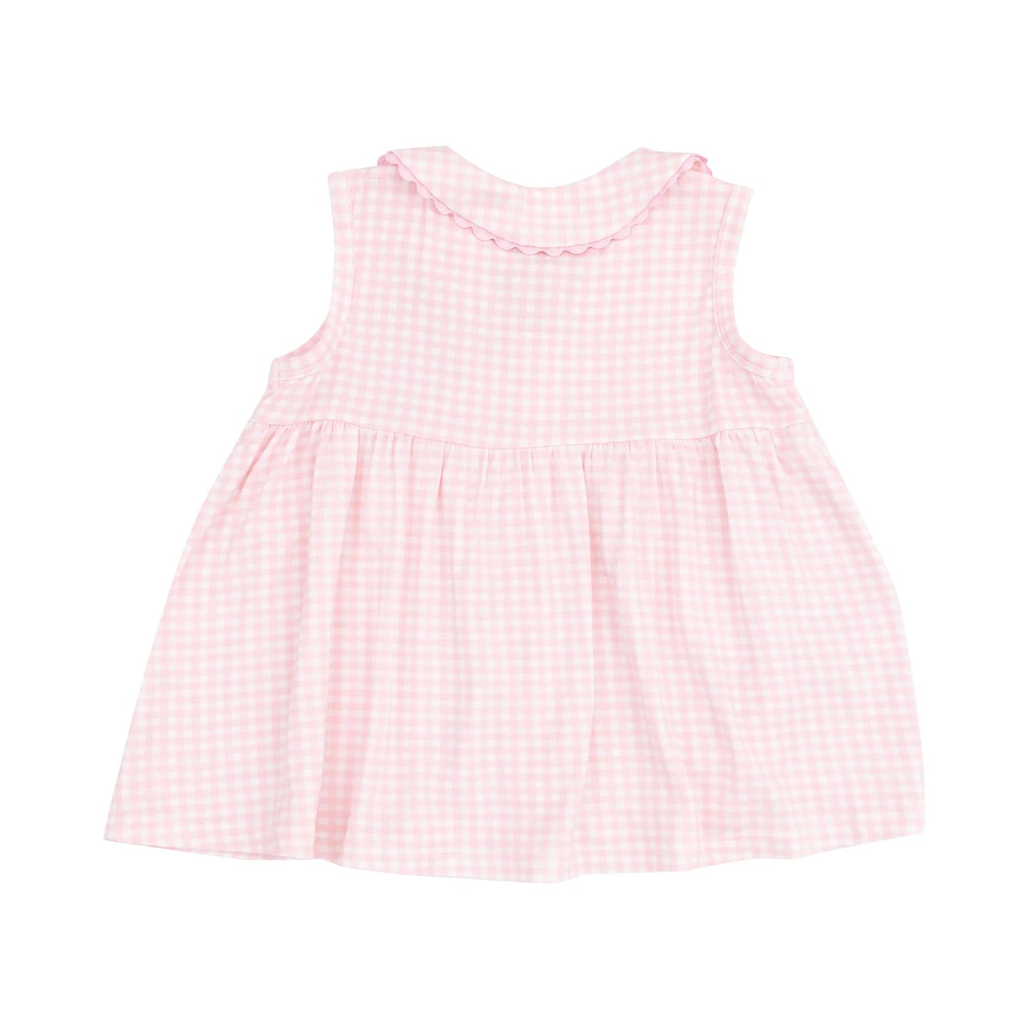 The Jill Peter Pan Button Front Dress with Ric Rac Trim Mini Gingham Pink
