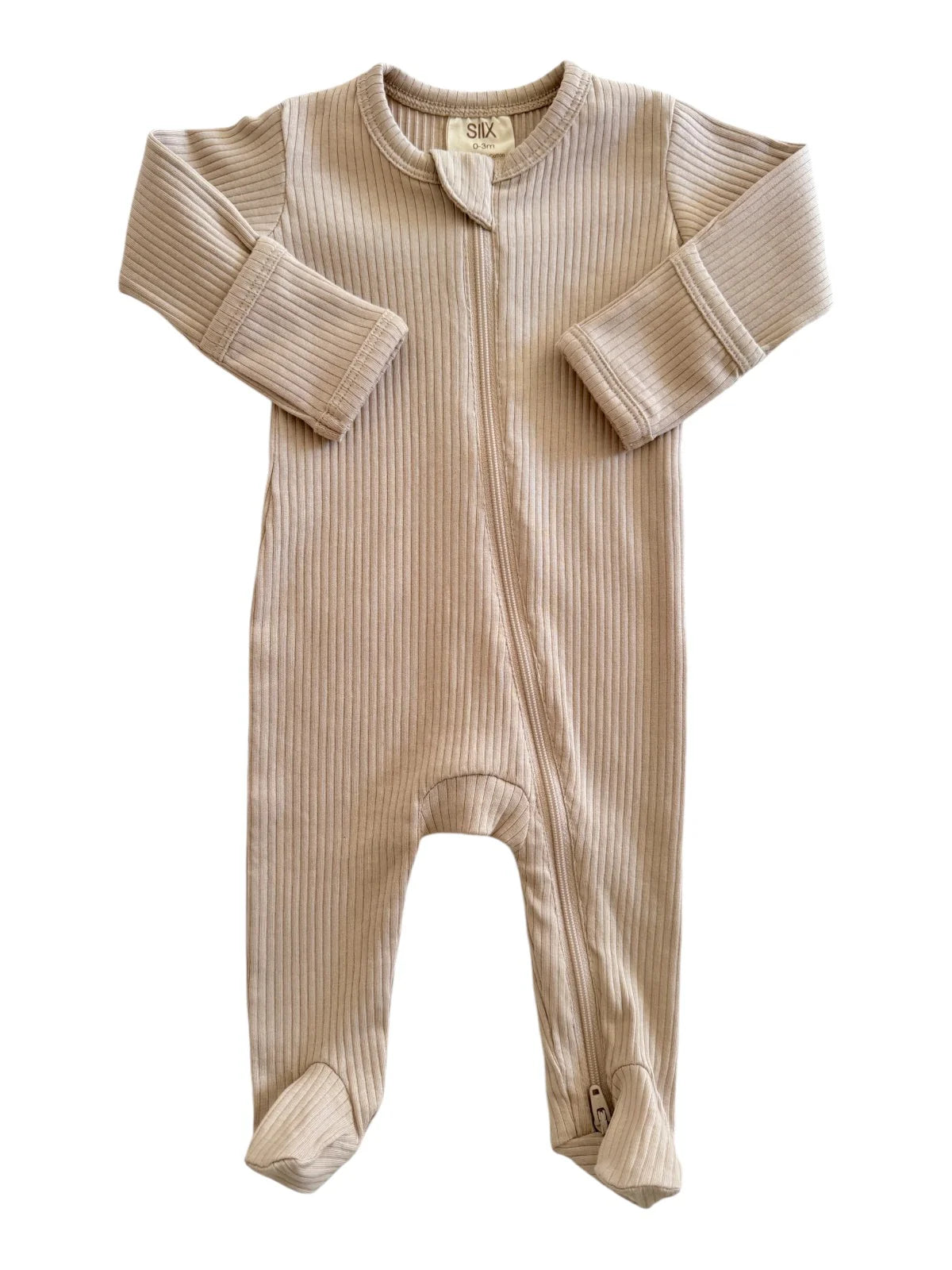 Desert Tan | Organic Ribbed Zip Footie
