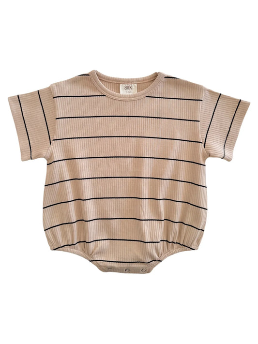 Tan-Black Saddle Stripe | Organic Ribbed T-Shirt Bubble