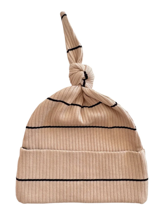 Tan/Black Stripe | Organic Ribbed Beanie