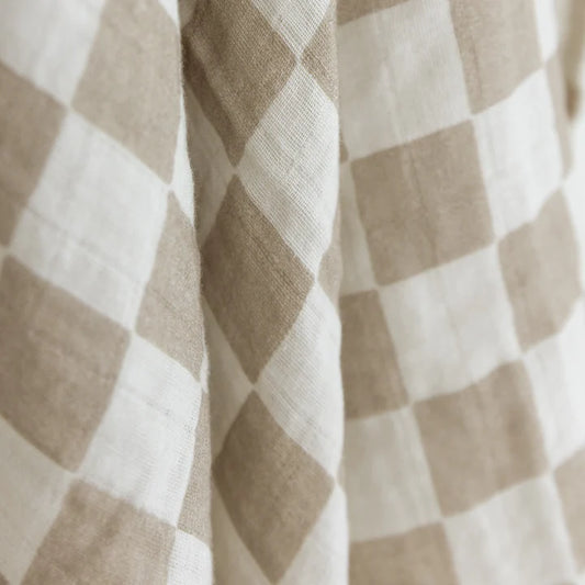 Tan Checker | Muslin Swaddle