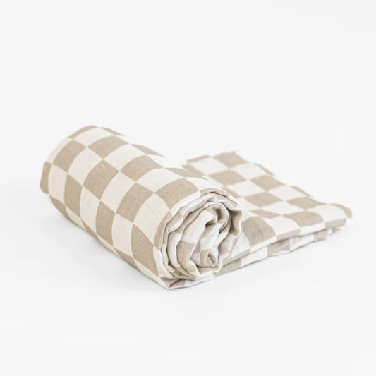 Tan Checker | Muslin Swaddle