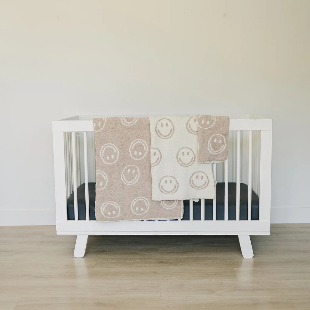 Taupe Smiley Plush Blanket