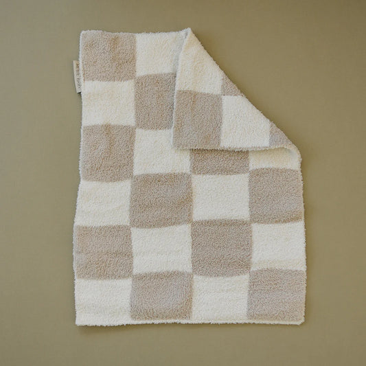 Taupe Checkered Plush Blanket | Lovey