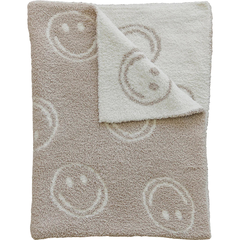 Taupe Smiley Plush Blanket