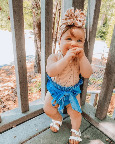 Bow Front High Waisted Bloomers- Blue Denim