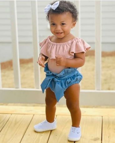 Bow Front High Waisted Bloomers- Blue Denim