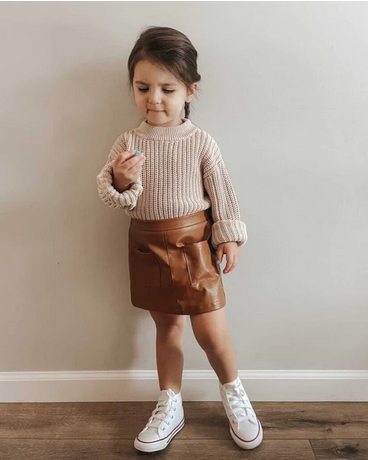 Leather Mini Skirt | Brown