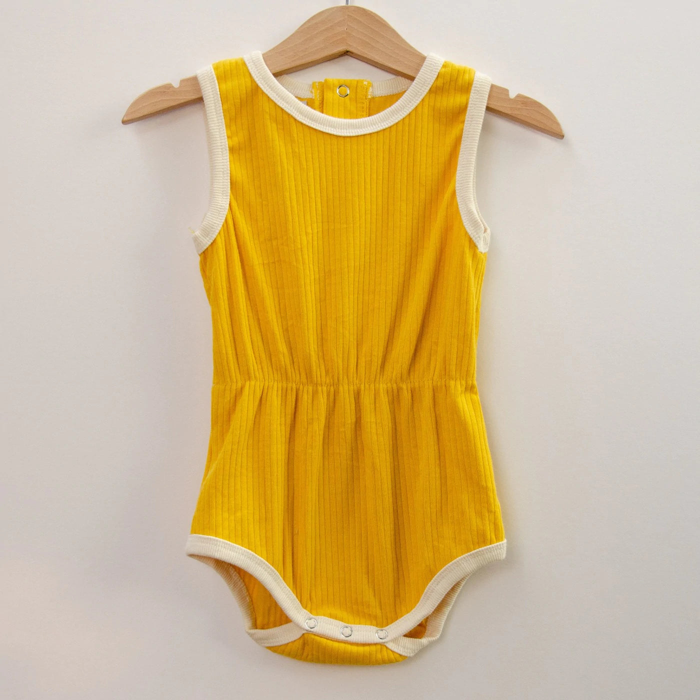 Rib Knit Retro Romper- Mustard