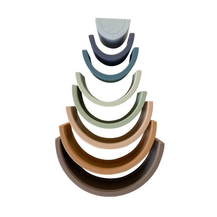 Rainbow Teether Silicone Stacker- Eucalyptus