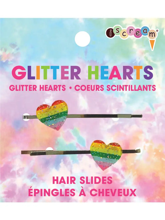 Glitter Hearts Hair Slides