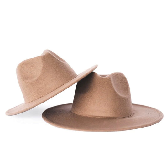Girls Fedora Flat Brim Hat- Mocha