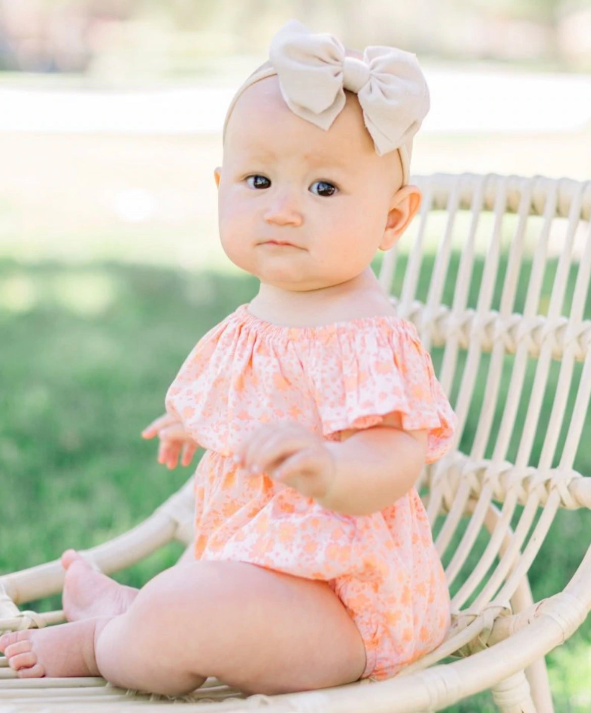 RUFFLE BUBBLE ROMPER - TANGERINE FLORAL