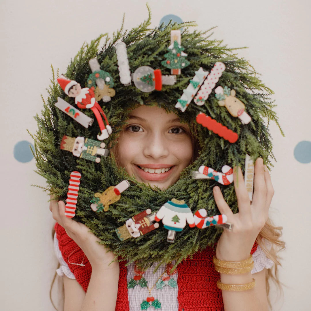 Christmas Wreath & Snow Globe Alligator Clips