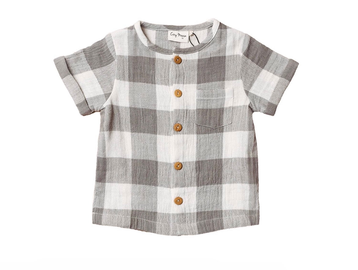 Cotton Button Down Checkered Shirt