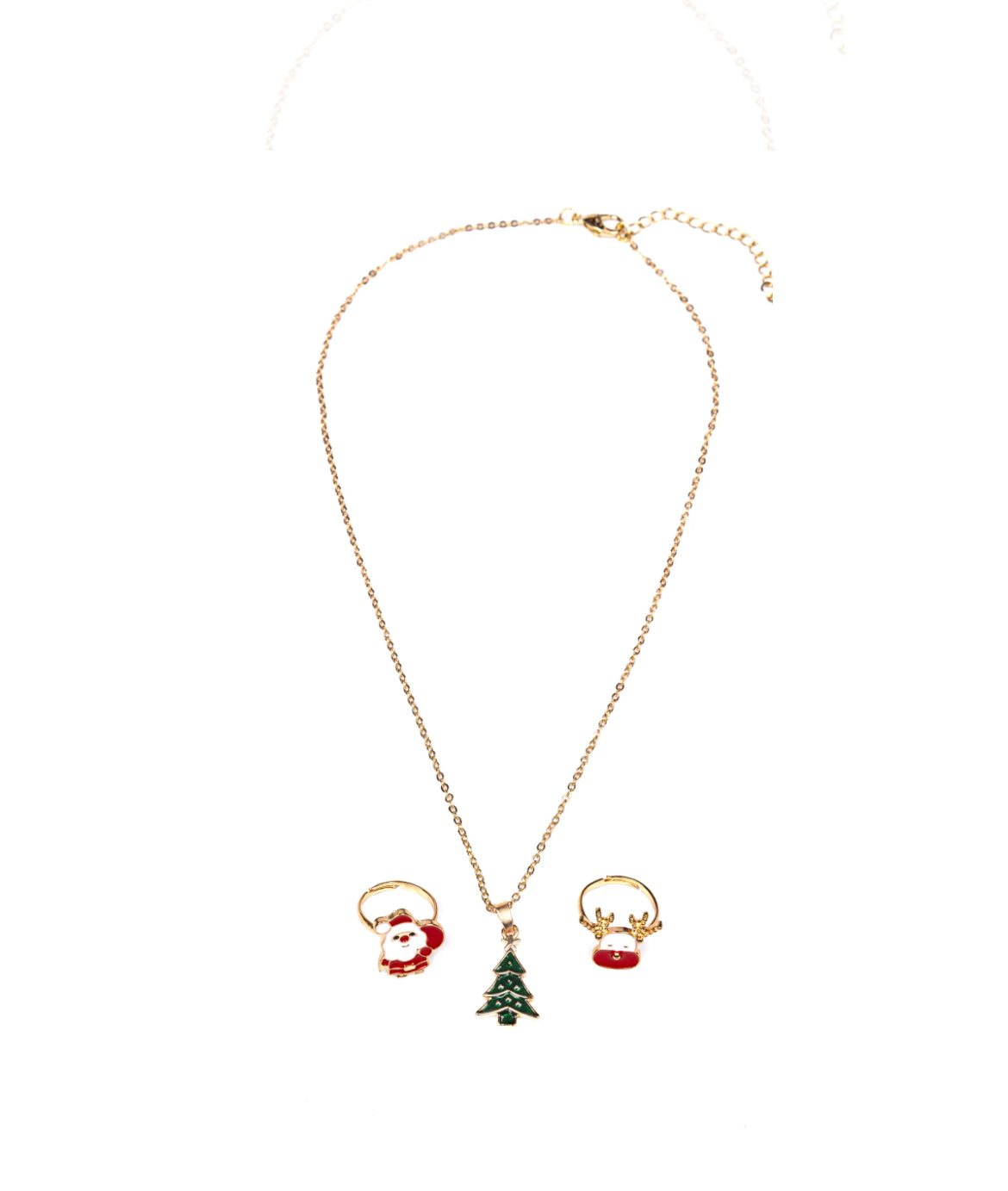Christmas Tree Rings and Necklace