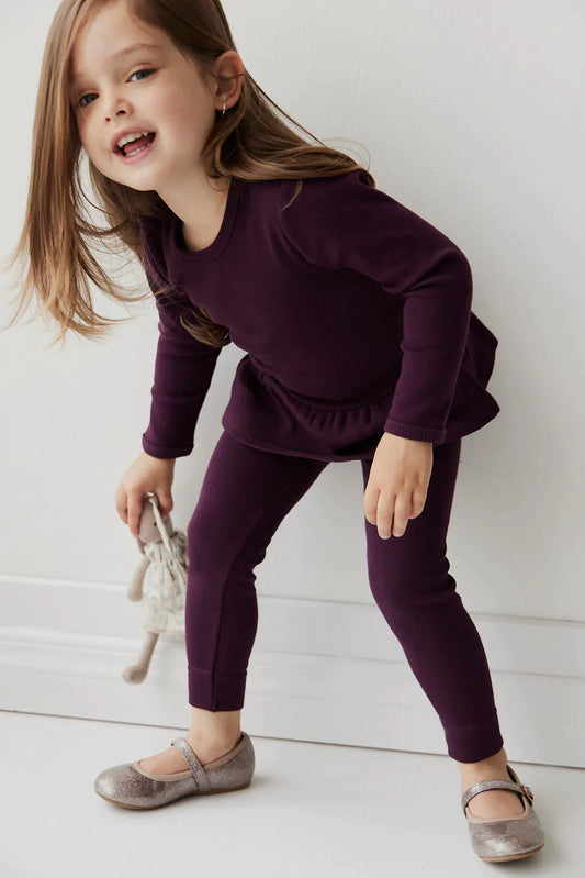 Organic Cotton Fine Rib Legging | Sugar Plum