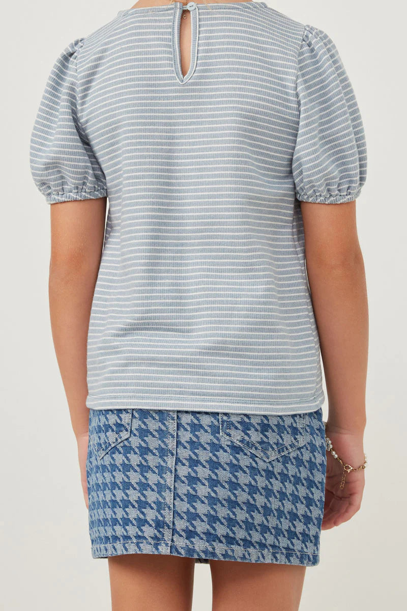 Wink Happy Face Puff Sleeve Top