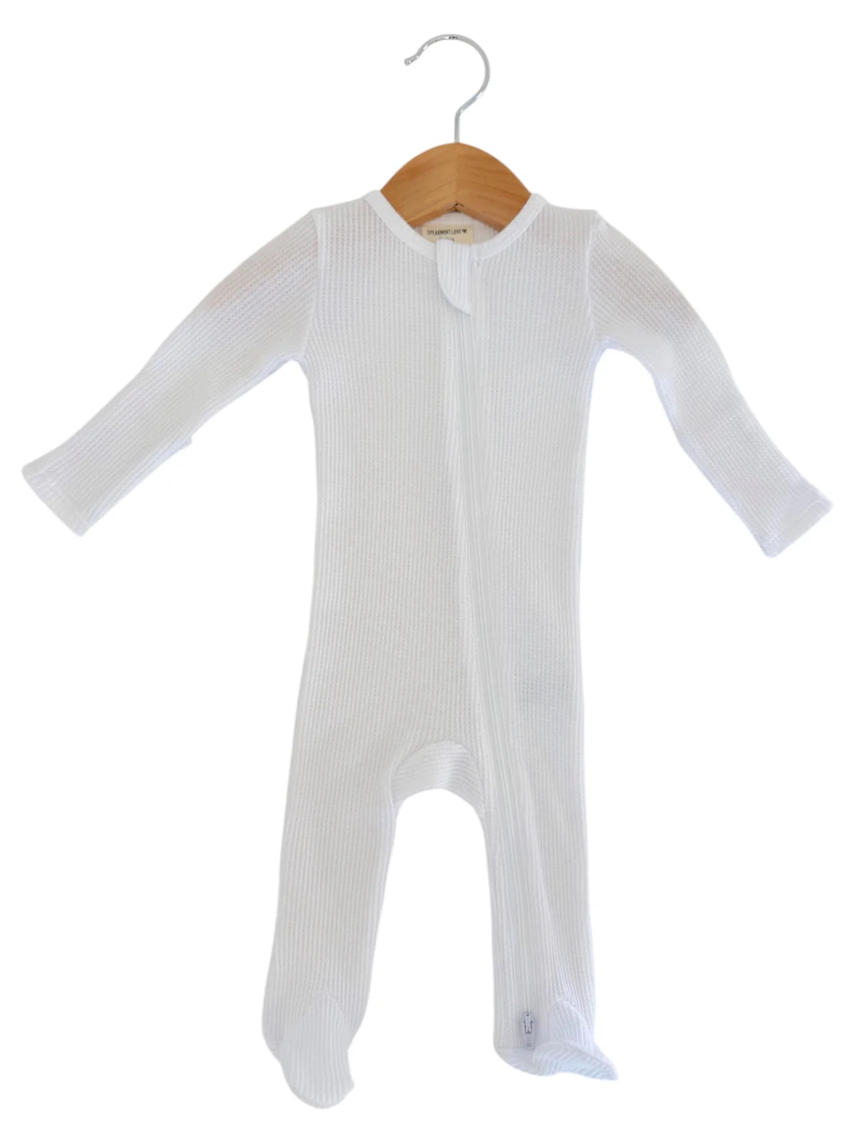 Organic Waffle 2-Way Zip Footie| Lucent White