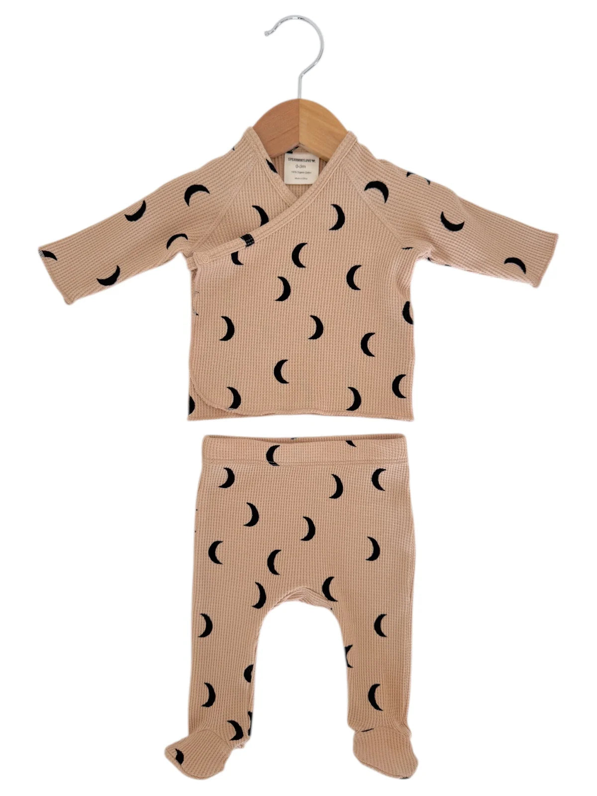Organic Waffle Kimono & Pant Set | Tan Black Moon