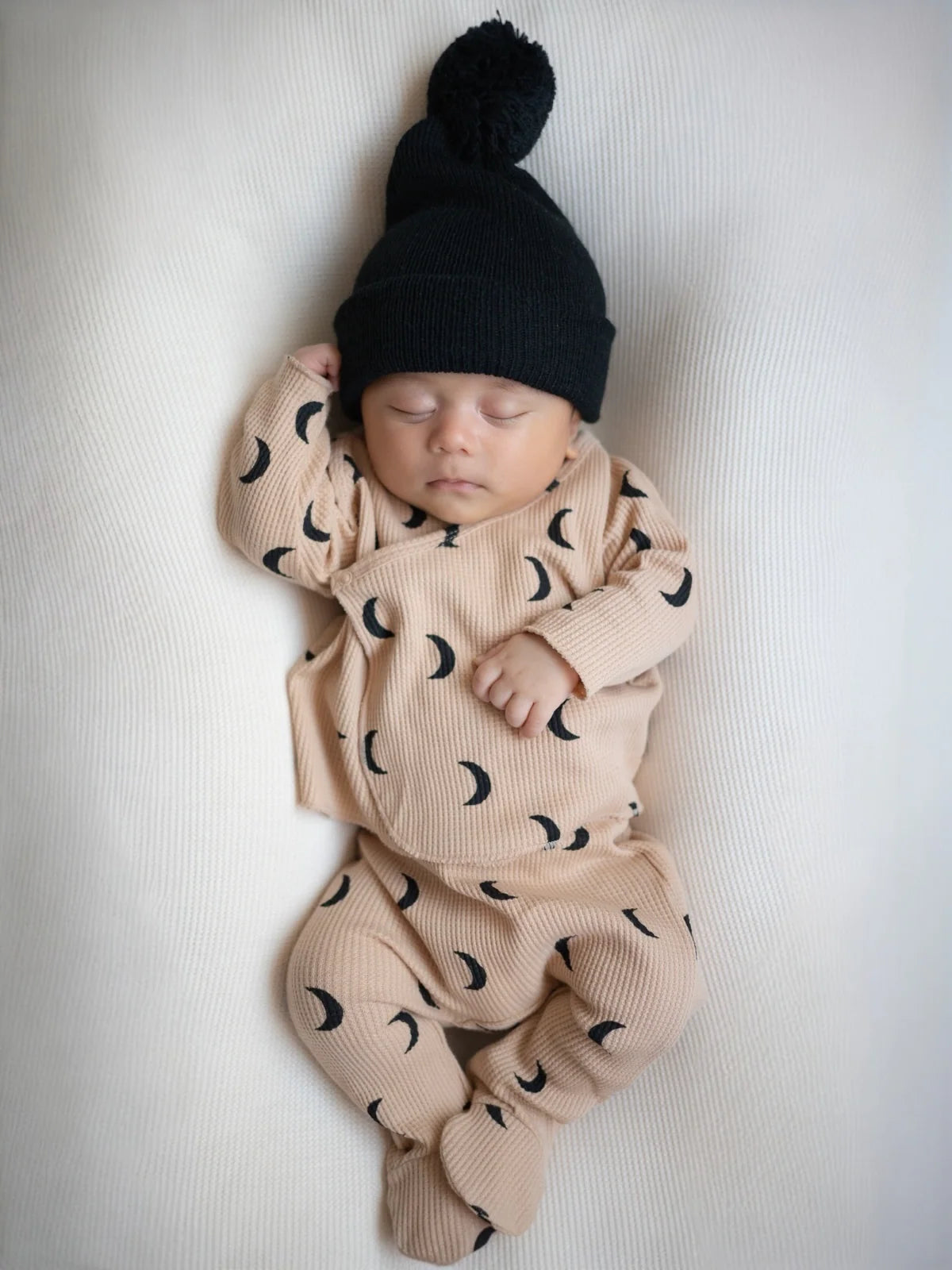 Organic Waffle Kimono & Pant Set | Tan Black Moon