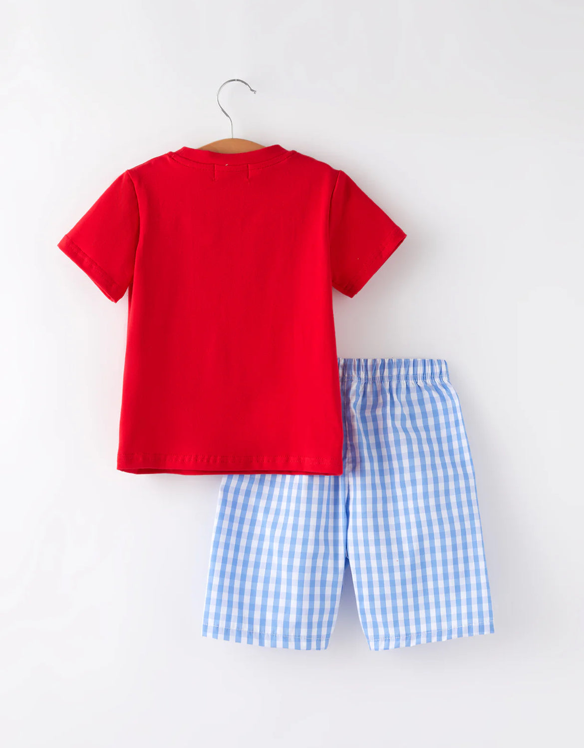 American Flag Embroidery Smocked Boys Set