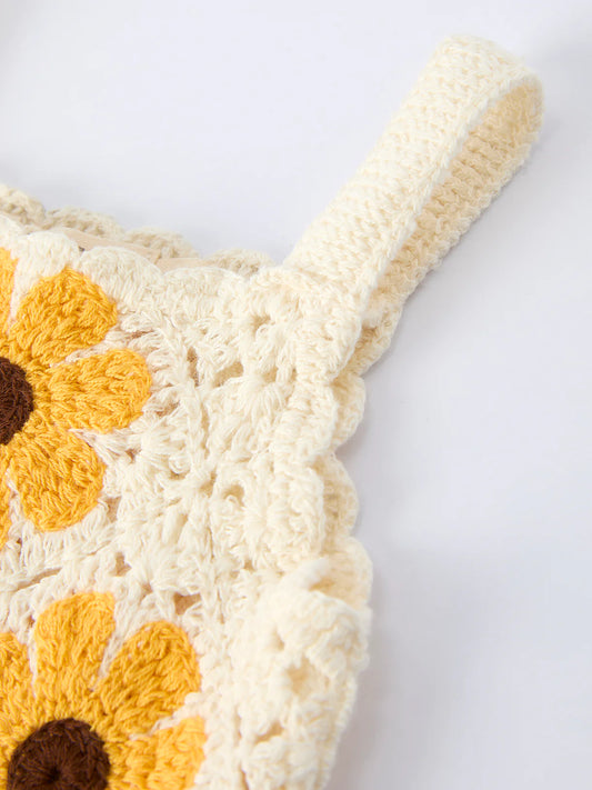 Summer Crochet Sunflower Romper