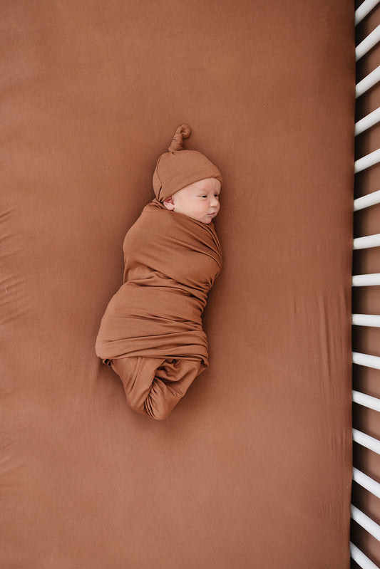 Rust Bamboo Stretch Crib Sheet